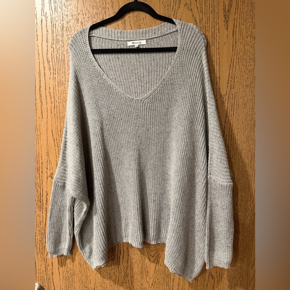 Miracle Light Gray V-Neck Sweater